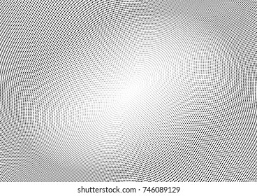 Abstract halftone wave dotted background. Futuristic twisted grunge pattern, dot, circles.  Vector modern optical pop art texture for posters, business cards, cover, labels mock-up, stickers