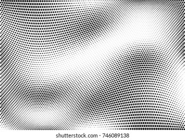 Abstract halftone wave dotted background. Futuristic twisted grunge pattern, dot, circles.  Vector modern optical pop art texture for posters, business cards, cover, labels mock-up, stickers