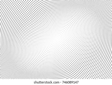 Abstract halftone wave dotted background. Futuristic twisted grunge pattern, dot, circles.  Vector modern optical pop art texture for posters, business cards, cover, labels mock-up, stickers