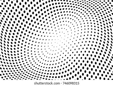 Abstract halftone wave dotted background. Futuristic twisted grunge pattern, dot, circles.  Vector modern optical pop art texture for posters, business cards, cover, labels mock-up, stickers layout