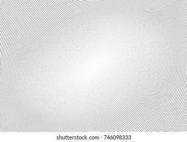 Abstract halftone wave dotted background. Futuristic twisted grunge pattern, dot, circles.  Vector modern optical pop art texture for posters, business cards, cover, labels mock-up, stickers layout