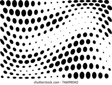 Abstract halftone wave dotted background. Futuristic twisted grunge pattern, dot, circles.  Vector modern optical pop art texture for posters, business cards, cover, labels mock-up, stickers layout