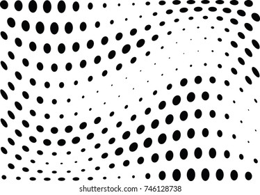 Abstract halftone wave dotted background. Futuristic twisted grunge pattern, dot, circles.  Vector modern optical pop art texture for posters, business cards, cover, labels mock-up, stickers layout