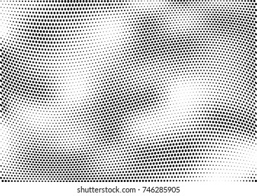 Abstract halftone wave dotted background. Futuristic twisted grunge pattern, dot, circles.  Vector modern optical pop art texture for posters, business cards, cover, labels mock-up, stickers layout