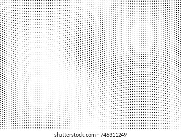 Abstract halftone wave dotted background. Futuristic twisted grunge pattern, dot, circles.  Vector modern optical pop art texture for posters, business cards, cover, labels mock-up, stickers layout