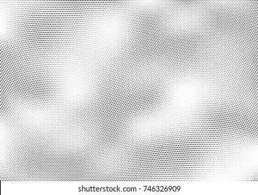 Abstract halftone wave dotted background. Futuristic twisted grunge pattern, dot, circles.  Vector modern optical pop art texture for posters, business cards, cover, labels mock-up, stickers layout