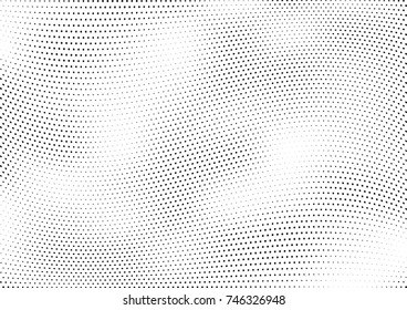 Abstract halftone wave dotted background. Futuristic twisted grunge pattern, dot, circles.  Vector modern optical pop art texture for posters, business cards, cover, labels mock-up, stickers layout