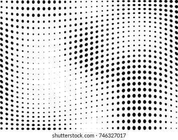 Abstract halftone wave dotted background. Futuristic twisted grunge pattern, dot, circles.  Vector modern optical pop art texture for posters, business cards, cover, labels mock-up, stickers layout