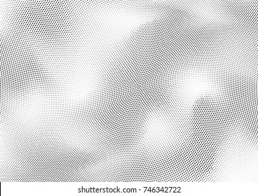 Abstract halftone wave dotted background. Futuristic twisted grunge pattern, dot, circles.  Vector modern optical pop art texture for posters, business cards, cover, labels mock-up, stickers layout
