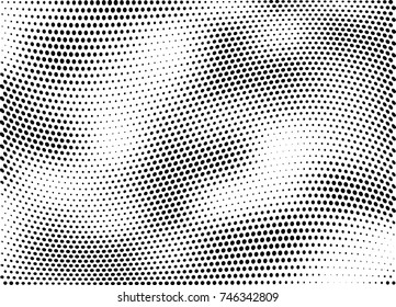 Abstract halftone wave dotted background. Futuristic twisted grunge pattern, dot, circles.  Vector modern optical pop art texture for posters, business cards, cover, labels mock-up, stickers layout