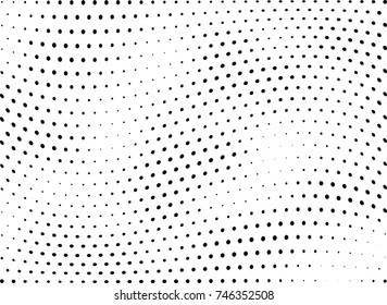 Abstract halftone wave dotted background. Futuristic twisted grunge pattern, dot, circles.  Vector modern optical pop art texture for posters, business cards, cover, labels mock-up, stickers layout