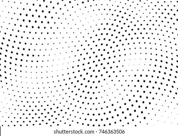 Abstract halftone wave dotted background. Futuristic twisted grunge pattern, dot, circles.  Vector modern optical pop art texture for posters, business cards, cover, labels mock-up, stickers layout