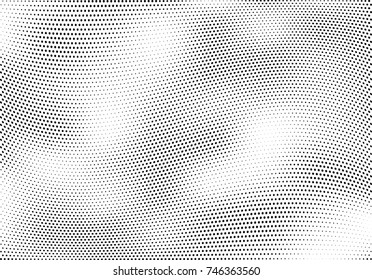 Abstract halftone wave dotted background. Futuristic twisted grunge pattern, dot, circles.  Vector modern optical pop art texture for posters, business cards, cover, labels mock-up, stickers layout