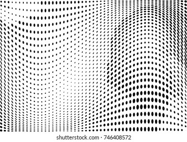 Abstract halftone wave dotted background. Futuristic twisted grunge pattern, dot, circles.  Vector modern optical pop art texture for posters, business cards, cover, labels mock-up, stickers layout