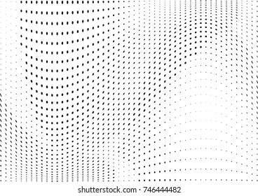 Abstract halftone wave dotted background. Futuristic twisted grunge pattern, dot, circles.  Vector modern optical pop art texture for posters, business cards, cover, labels mock-up, stickers layout