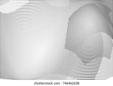 Abstract halftone wave dotted background. Futuristic twisted grunge pattern, dot, circles.  Vector modern optical pop art texture for posters, business cards, cover, labels mock-up, stickers layout