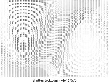 Abstract halftone wave dotted background. Futuristic twisted grunge pattern, dot, circles.  Vector modern optical pop art texture for posters, business cards, cover, labels mock-up, stickers layout