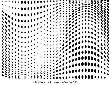 Abstract halftone wave dotted background. Futuristic twisted grunge pattern, dot, circles.  Vector modern optical pop art texture for posters, business cards, cover, labels mock-up, stickers layout
