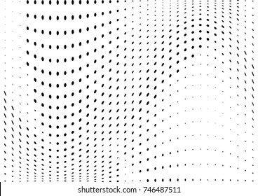 Abstract halftone wave dotted background. Futuristic twisted grunge pattern, dot, circles.  Vector modern optical pop art texture for posters, business cards, cover, labels mock-up, stickers layout