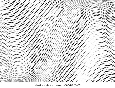 Abstract halftone wave dotted background. Futuristic twisted grunge pattern, dot, circles.  Vector modern optical pop art texture for posters, business cards, cover, labels mock-up, stickers layout