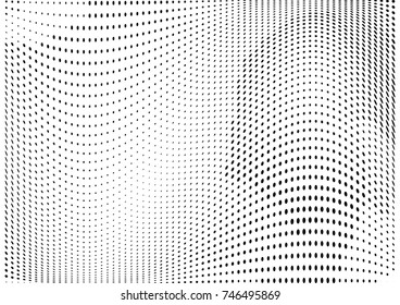 Abstract halftone wave dotted background. Futuristic twisted grunge pattern, dot, circles.  Vector modern optical pop art texture for posters, business cards, cover, labels mock-up, stickers layout