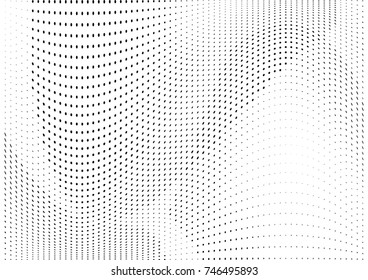 Abstract halftone wave dotted background. Futuristic twisted grunge pattern, dot, circles.  Vector modern optical pop art texture for posters, business cards, cover, labels mock-up, stickers layout