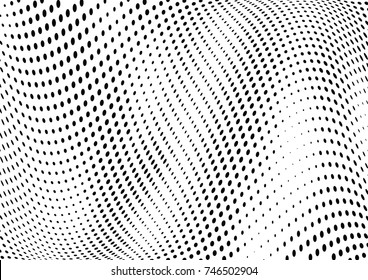 Abstract halftone wave dotted background. Futuristic twisted grunge pattern, dot, circles.  Vector modern optical pop art texture for posters, business cards, cover, labels mock-up, stickers layout