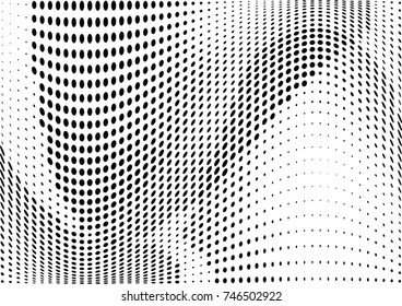 Abstract halftone wave dotted background. Futuristic twisted grunge pattern, dot, circles.  Vector modern optical pop art texture for posters, business cards, cover, labels mock-up, stickers layout