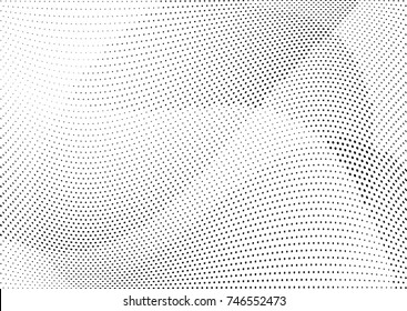 Abstract Halftone Wave Dotted Background. Futuristic Twisted Grunge Pattern, Dot, Circles.  Vector Modern Optical Pop Art Texture For Posters, Business Cards, Cover, Labels Mock-up, Stickers Layout.