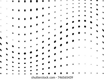 Abstract halftone wave dotted background. Futuristic twisted grunge pattern, dot, circles.  Vector modern optical pop art texture for posters, business cards, cover, labels mock-up, stickers layout