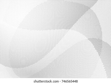 Abstract halftone wave dotted background. Futuristic twisted grunge pattern, dot, circles.  Vector modern optical pop art texture for posters, business cards, cover, labels mock-up, stickers layout