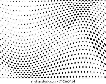 Abstract halftone wave dotted background. Futuristic twisted grunge pattern, dot, circles.  Vector modern optical pop art texture for posters, business cards, cover, labels mock-up, stickers layout