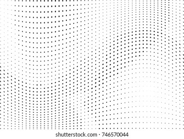 Abstract halftone wave dotted background. Futuristic twisted grunge pattern, dot, circles.  Vector modern optical pop art texture for posters, business cards, cover, labels mock-up, stickers layout