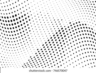Abstract halftone wave dotted background. Futuristic twisted grunge pattern, dot, circles.  Vector modern optical pop art texture for posters, business cards, cover, labels mock-up, stickers layout