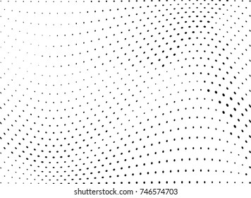 Abstract halftone wave dotted background. Futuristic twisted grunge pattern, dot, circles.  Vector modern optical pop art texture for posters, business cards, cover, labels mock-up, stickers layout