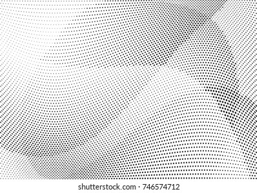 Abstract halftone wave dotted background. Futuristic twisted grunge pattern, dot, circles.  Vector modern optical pop art texture for posters, business cards, cover, labels mock-up, stickers layout