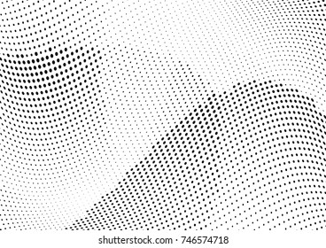 Abstract halftone wave dotted background. Futuristic twisted grunge pattern, dot, circles.  Vector modern optical pop art texture for posters, business cards, cover, labels mock-up, stickers layout
