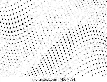 Abstract halftone wave dotted background. Futuristic twisted grunge pattern, dot, circles.  Vector modern optical pop art texture for posters, business cards, cover, labels mock-up, stickers layout