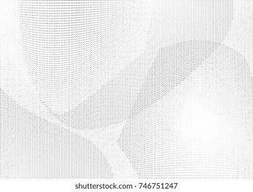 Abstract halftone wave dotted background. Futuristic twisted grunge pattern, dot, circles.  Vector modern optical pop art texture for posters, business cards, cover, labels mock-up, stickers layout