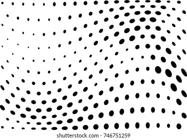 Abstract halftone wave dotted background. Futuristic twisted grunge pattern, dot, circles.  Vector modern optical pop art texture for posters, business cards, cover, labels mock-up, stickers layout