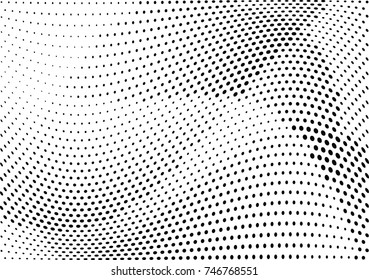Abstract halftone wave dotted background. Futuristic twisted grunge pattern, dot, circles.  Vector modern optical pop art texture for posters, business cards, cover, labels mock-up, stickers layout