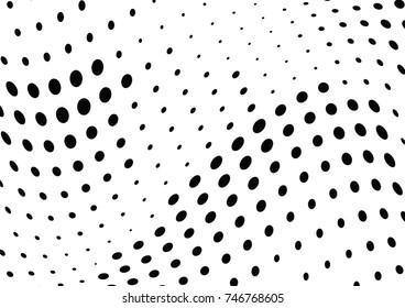 Abstract halftone wave dotted background. Futuristic twisted grunge pattern, dot, circles.  Vector modern optical pop art texture for posters, business cards, cover, labels mock-up, stickers layout