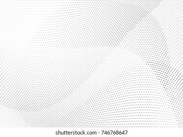 Abstract halftone wave dotted background. Futuristic twisted grunge pattern, dot, circles.  Vector modern optical pop art texture for posters, business cards, cover, labels mock-up, stickers layout