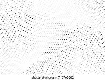 Abstract halftone wave dotted background. Futuristic twisted grunge pattern, dot, circles.  Vector modern optical pop art texture for posters, business cards, cover, labels mock-up, stickers layout