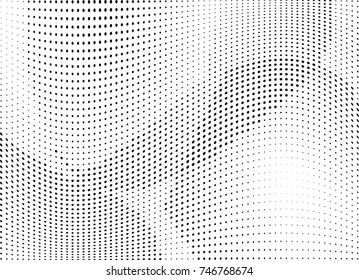 Abstract halftone wave dotted background. Futuristic twisted grunge pattern, dot, circles.  Vector modern optical pop art texture for posters, business cards, cover, labels mock-up, stickers layout