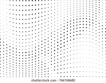 Abstract halftone wave dotted background. Futuristic twisted grunge pattern, dot, circles.  Vector modern optical pop art texture for posters, business cards, cover, labels mock-up, stickers layout