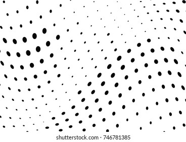 Abstract halftone wave dotted background. Futuristic twisted grunge pattern, dot, circles.  Vector modern optical pop art texture for posters, business cards, cover, labels mock-up, stickers layout
