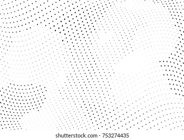 Abstract halftone wave dotted background. Futuristic twisted grunge pattern, dot, circles.  Vector modern optical pop art texture for posters, business cards, cover, labels mock-up, stickers layout
