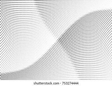Abstract halftone wave dotted background. Futuristic twisted grunge pattern, dot, circles.  Vector modern optical pop art texture for posters, business cards, cover, labels mock-up, stickers layout