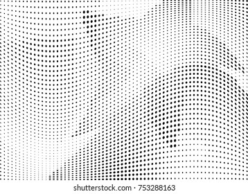 Abstract halftone wave dotted background. Futuristic twisted grunge pattern, dot, circles.  Vector modern optical pop art texture for posters, business cards, cover, labels mock-up, stickers layout